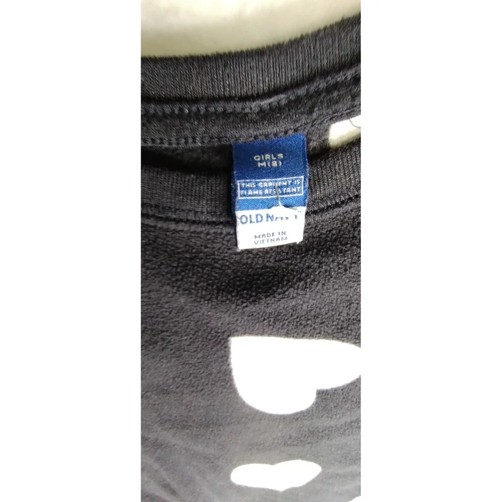 Old Navy Girls M Hearts Black Pajama‎ Set Matching Top & Bottoms Kid's Medium